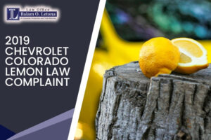 2019 Chevrolet Colorado Lemon Law Complaint in Santa Cruz County